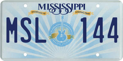 MS license plate MSL144