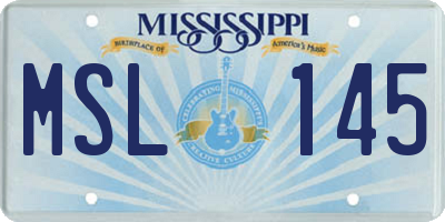 MS license plate MSL145