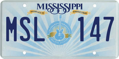 MS license plate MSL147