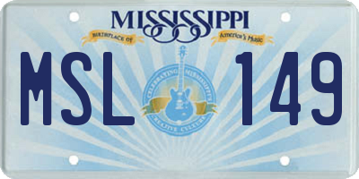 MS license plate MSL149