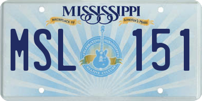 MS license plate MSL151