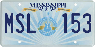MS license plate MSL153