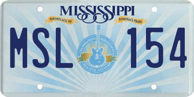 MS license plate MSL154