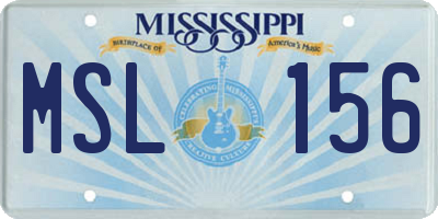 MS license plate MSL156