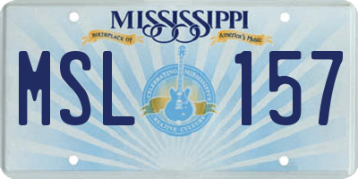 MS license plate MSL157