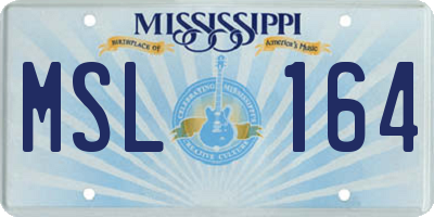MS license plate MSL164