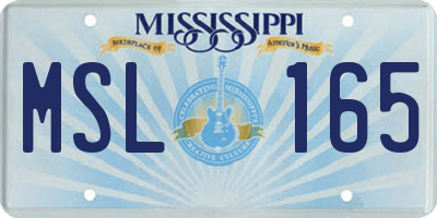 MS license plate MSL165