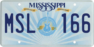MS license plate MSL166