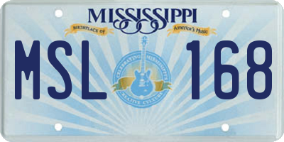 MS license plate MSL168