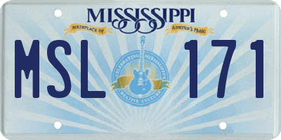 MS license plate MSL171