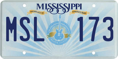 MS license plate MSL173