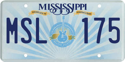 MS license plate MSL175