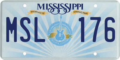 MS license plate MSL176