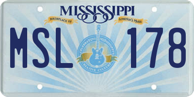 MS license plate MSL178