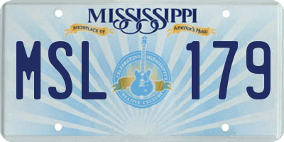MS license plate MSL179