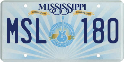 MS license plate MSL180