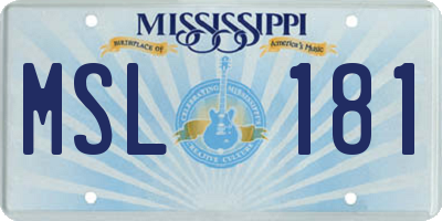 MS license plate MSL181