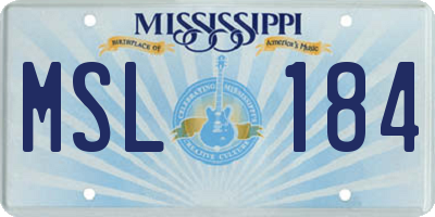 MS license plate MSL184