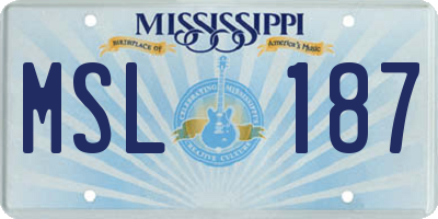 MS license plate MSL187