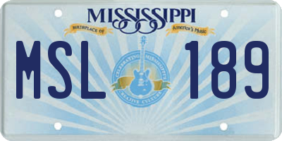 MS license plate MSL189