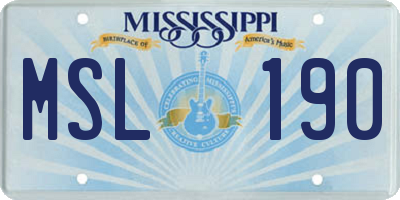 MS license plate MSL190