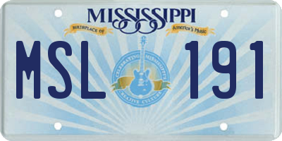 MS license plate MSL191