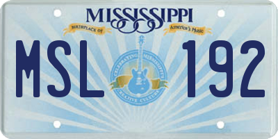 MS license plate MSL192