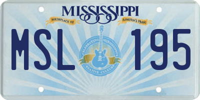 MS license plate MSL195