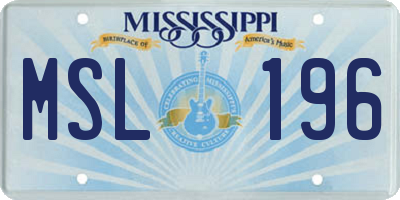 MS license plate MSL196