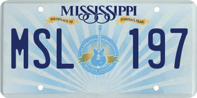 MS license plate MSL197