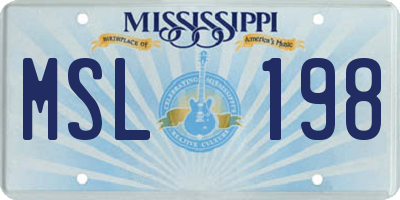 MS license plate MSL198