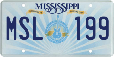 MS license plate MSL199