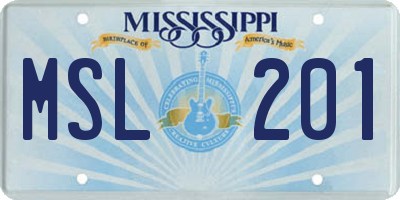 MS license plate MSL201