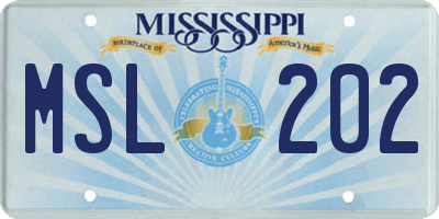 MS license plate MSL202