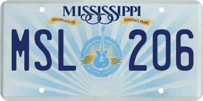 MS license plate MSL206