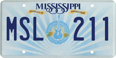 MS license plate MSL211