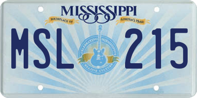 MS license plate MSL215