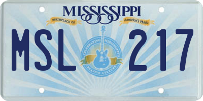 MS license plate MSL217