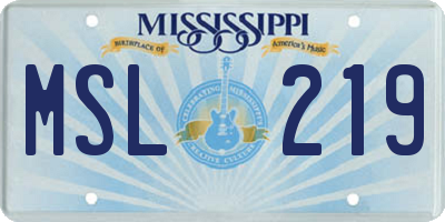 MS license plate MSL219