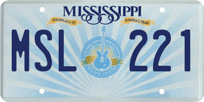 MS license plate MSL221
