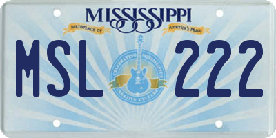 MS license plate MSL222