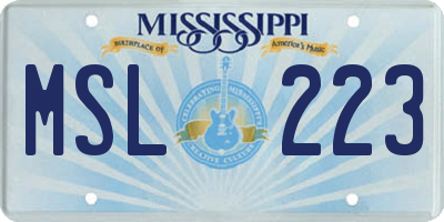 MS license plate MSL223