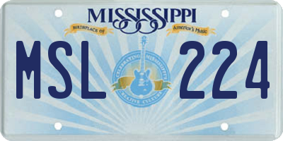 MS license plate MSL224