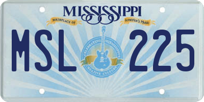 MS license plate MSL225