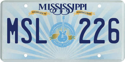 MS license plate MSL226