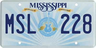 MS license plate MSL228