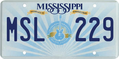 MS license plate MSL229