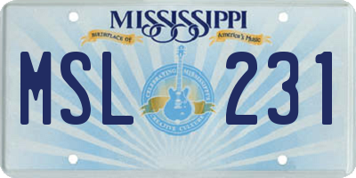 MS license plate MSL231
