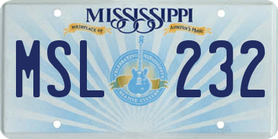 MS license plate MSL232