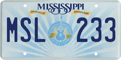 MS license plate MSL233
